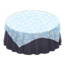 Large covered round table Plain navy Undercloth Light blue