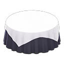 Large covered round table Plain navy Undercloth White
