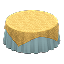 Large covered round table Plain pearl blue Undercloth Gold