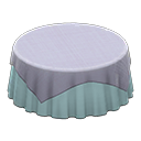 Large covered round table Plain pearl blue Undercloth Gray