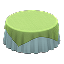 Large covered round table Plain pearl blue Undercloth Green