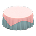 Large covered round table Plain pearl blue Undercloth Pink