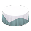 Large covered round table Plain pearl blue Undercloth White