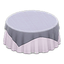 Large covered round table Plain white Undercloth Gray