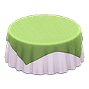 Large covered round table Plain white Undercloth Green