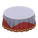 Large covered round table Wine red Undercloth Gray