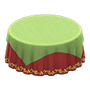 Large covered round table Wine red Undercloth Green