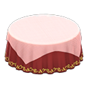 Large covered round table Wine red Undercloth Pink