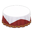 Large covered round table Wine red Undercloth White