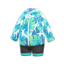 Leaf-Print Wet Suit Light Blue