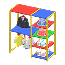 Midsized clothing rack Cool clothes Displayed clothing Colorful