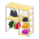 Midsized clothing rack Cool clothes Displayed clothing Light wood