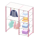 Midsized clothing rack Neutral-tone clothes Displayed clothing Pastel