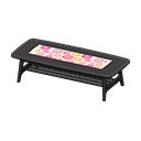 Nordic low table Flowers Fabric Black