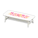 Nordic low table Flowers Fabric White