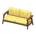 Nordic sofa Little flowers Fabric Dark wood