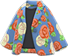 Animal Crossing Orange roses on blue rose-print jacket Image