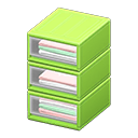 Plastic clothing organizer Pastel-colored shirts Stored items Green