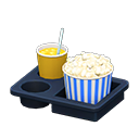 Popcorn snack set Blue stripes Popcorn bucket Salted & orange juice
