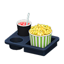 Popcorn snack set Green stripes Popcorn bucket Curry-flavored & berry soda