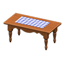 Ranch tea table Blue gingham Cloth Dark brown