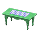 Ranch tea table Blue gingham Cloth Green