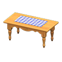 Ranch tea table Blue gingham Cloth Natural