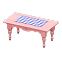 Ranch tea table Blue gingham Cloth Pink