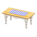 Ranch tea table Blue gingham Cloth White