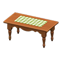 Ranch tea table Green gingham Cloth Dark brown