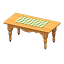 Ranch tea table Green gingham Cloth Natural