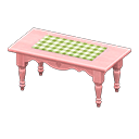 Ranch tea table Green gingham Cloth Pink