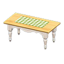 Ranch tea table Green gingham Cloth White