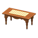 Ranch tea table Lemon gingham Cloth Dark brown