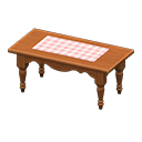 Ranch tea table Pink gingham Cloth Dark brown