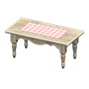 Ranch tea table Pink gingham Cloth Vintage