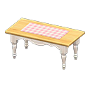 Ranch tea table Pink gingham Cloth White