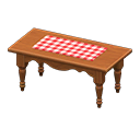 Ranch tea table Red gingham Cloth Dark brown