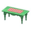 Ranch tea table Red gingham Cloth Green
