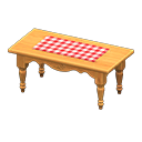 Ranch tea table Red gingham Cloth Natural