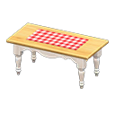 Ranch tea table Red gingham Cloth White