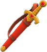 Red sword in scabbard
