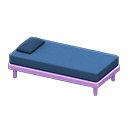 Simple bed Blue Pillow and mattress color Purple