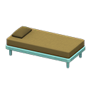 Simple bed Brown Pillow and mattress color Blue