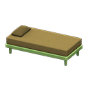 Simple bed Brown Pillow and mattress color Green