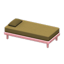 Simple bed Brown Pillow and mattress color Pink