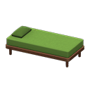 Simple bed Green Pillow and mattress color Brown
