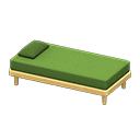 Simple bed Green Pillow and mattress color Natural