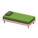 Simple bed Green Pillow and mattress color Pink