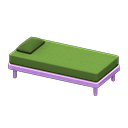 Simple bed Green Pillow and mattress color Purple